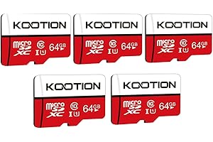 KOOTION 5-Pack 64GB Micro SD Card Class 10 Micro-SDXC Memory Card UHS-I, High Speed Flash TF Card for Security Camera/Smartphone/Drone/Dash Cam/Tablet/PC, C10, U1, 64GB 5pack
