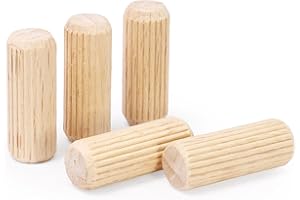 3/8" x 1" Wooden Dowel Pins, FoDau770 Fluted Wood Dowel Rods, Natural Beech Wood Dowel Pegs for Crafts, Woodworking, DIY Furniture - 100 Pieces