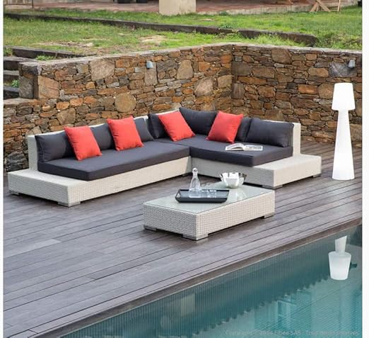 Delamaison Asella Salon De Jardin Gris Amazon Fr Jardin