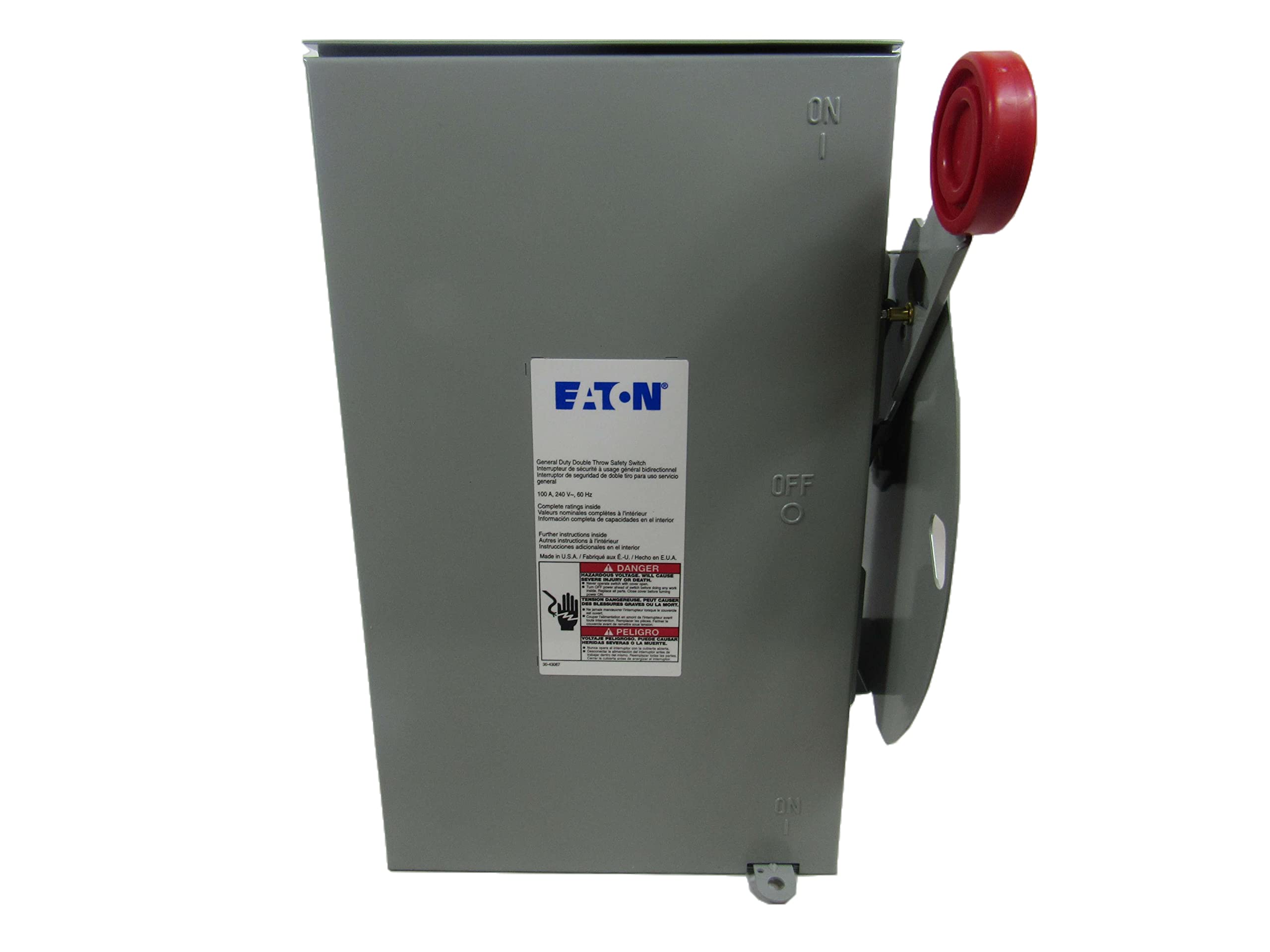 Photo 1 of Eaton 100 Amp 120/240-Volt 24,000-Watt Non-Fused General-Duty Double-Throw Safety Switch