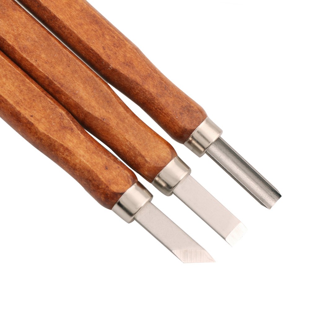 Wood Handle Carving Chisels Tools, for both beginners wood carving kits and professional whittling set, DIY Wood Carving Tools Kit (3PCS)