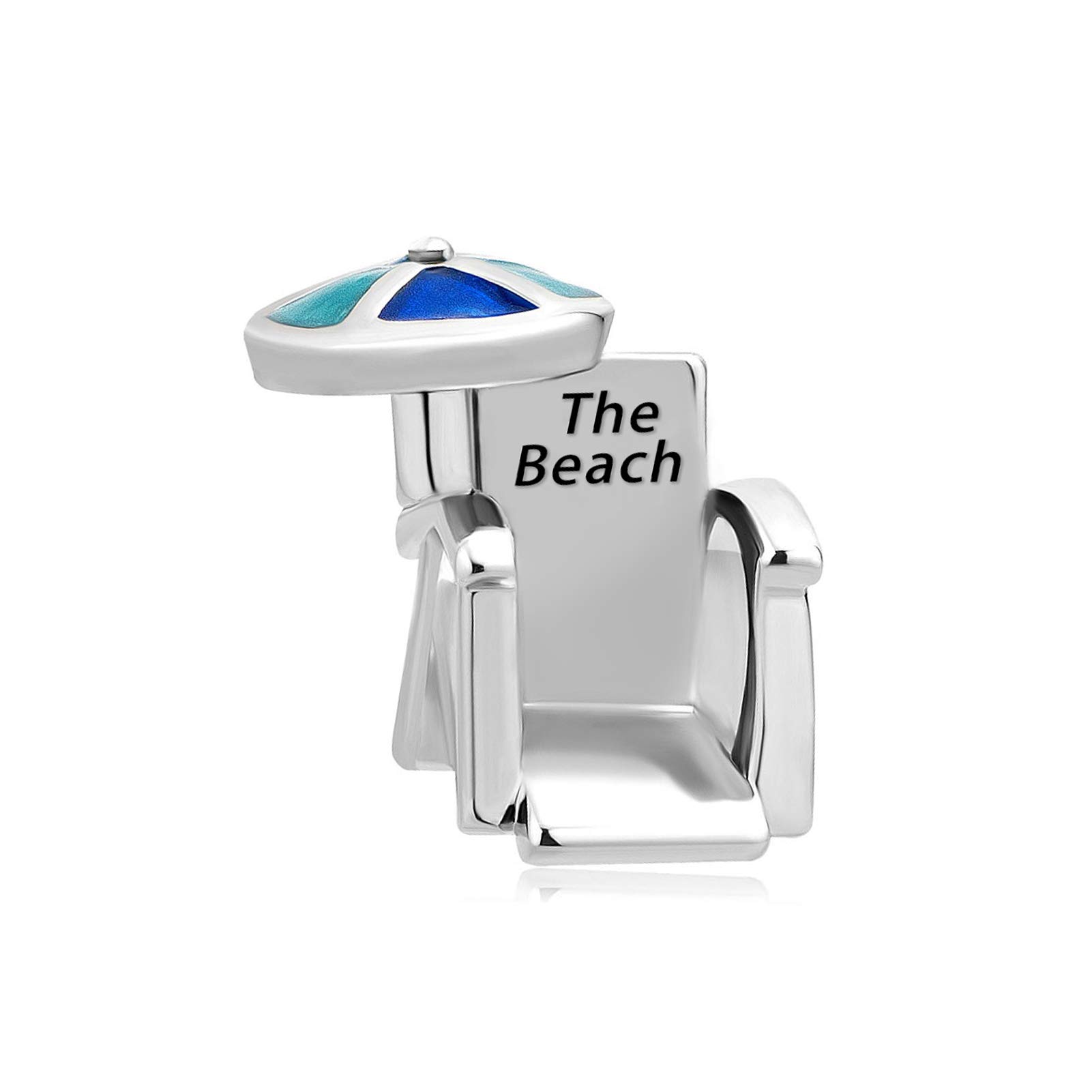 Blue Umbrella Tropical Beach Chair Charm Compatible with Pandora Charm Bracelets Women Vacation Holidays Summer Jewellery Sister Best Friend