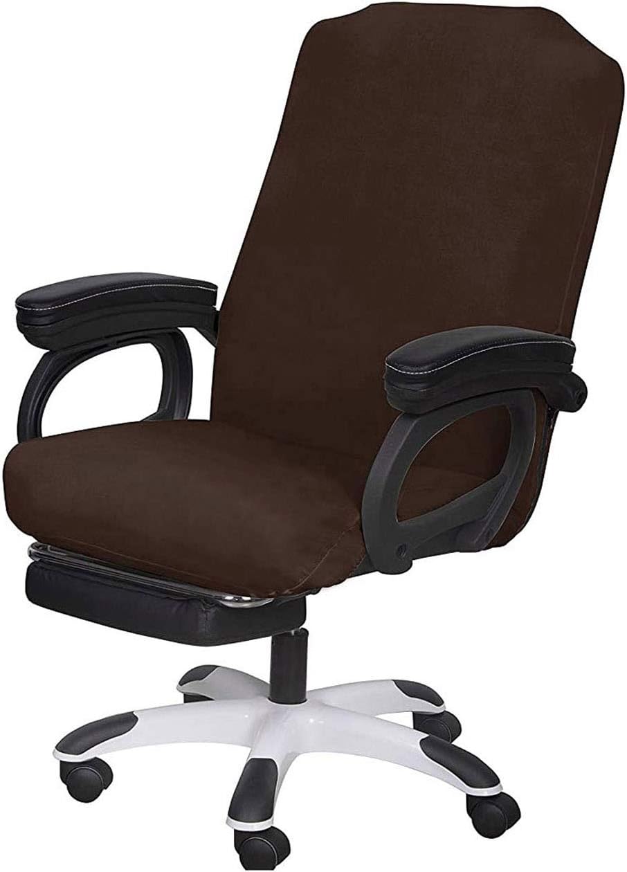 SARAFLORA Brown Office Chair Covers Stretch Washable Computer Chair Slipcovers for Universal Rotating Boss Chair Middle Size