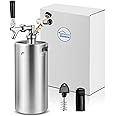FERRODAY Mini Keg Growler 128oz Beer Keg Draft Beer Dispenser Pressurized Growler for Beer Mini Keg 60 psi Co2 Regulator Beer Keg Kit Keeps Beer Fresh Portable Mini Keg Beer Growler Stainless Steel