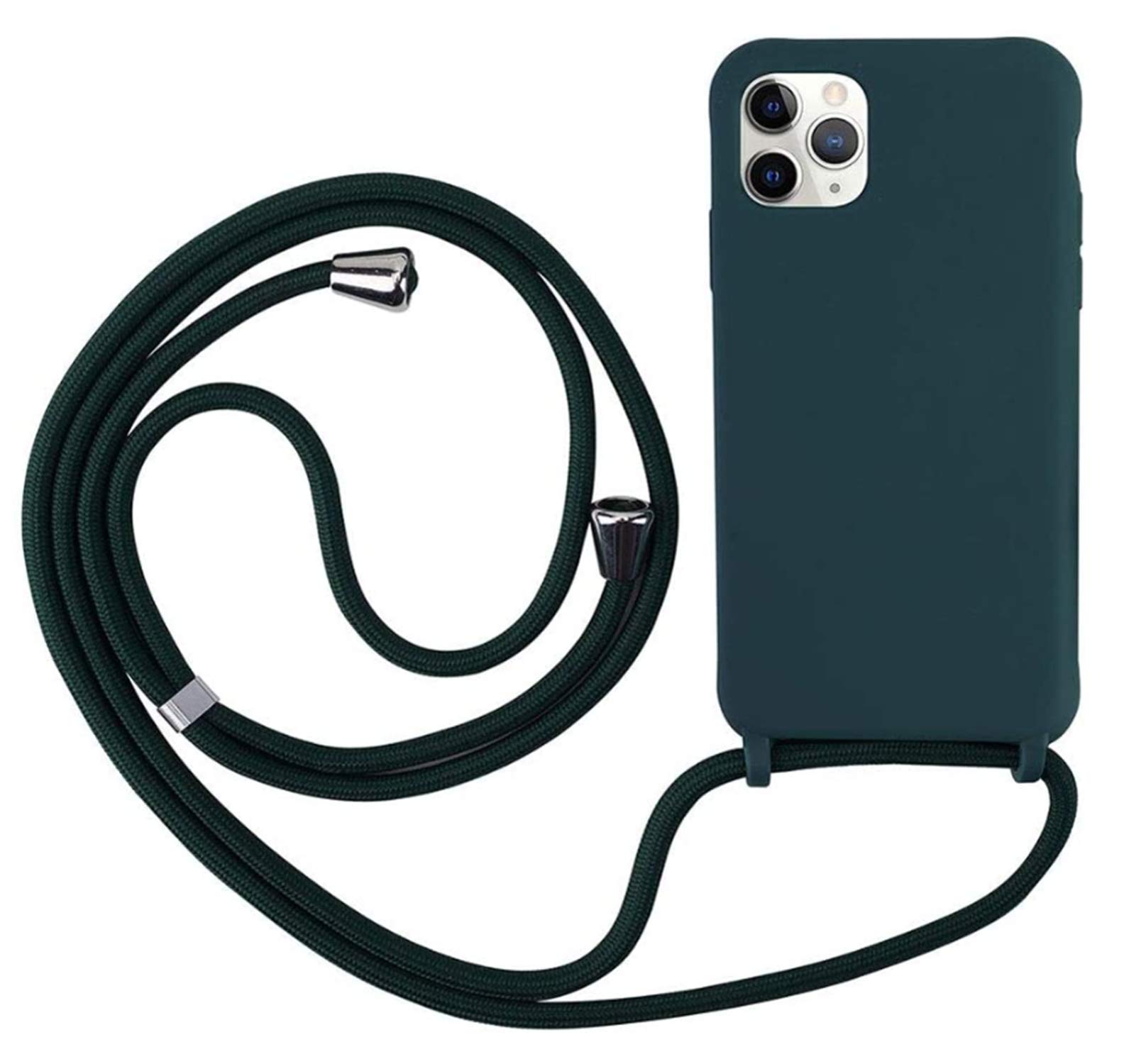 MEVIS Case Compatible with iPhone 11, Necklace for Cell Phone Collars Slim Shockproof Adjustable Lanyard Case Dark Green — image 1