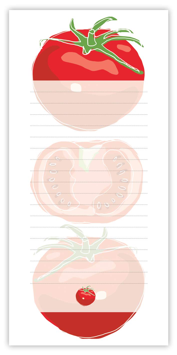Quire Magnetic Shopping List Notepad - Tomatoes Design - 50 Sheets - Size 210mm x 100mm