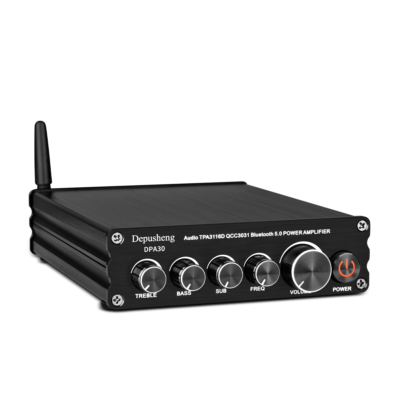 Photo 1 of Depusheng DPA30 Stereo Audio Receiver Amplifier 2.1 Channel Mini Hi-Fi Bluetooth 5.0 Audio Component Amplifier 50 Watt x2+100 Watt for Home Outdoor Passive Speakers/Subwoofer