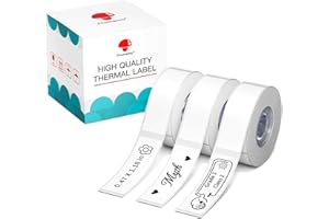 Phomemo D30 Labels, 3/8" X 1 1/2" (12mm X 40mm) 160 Labels/Roll, D30 Label Tape Compatible with D30 Label Printer, Print Master Labels Refill for Home, Kid School Supplies, Black on White, 3 Roll