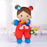 OUOZZZ Brown Baby Doll 10 Inch Soft Rag Doll Machine Washable Safe Rattle view 4