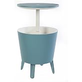 Keter Modern Cool Bar Outdoor Patio Furniture and Hot Tub Side Table with 7.5 Gallon Beer and Wine Cooler, Teal