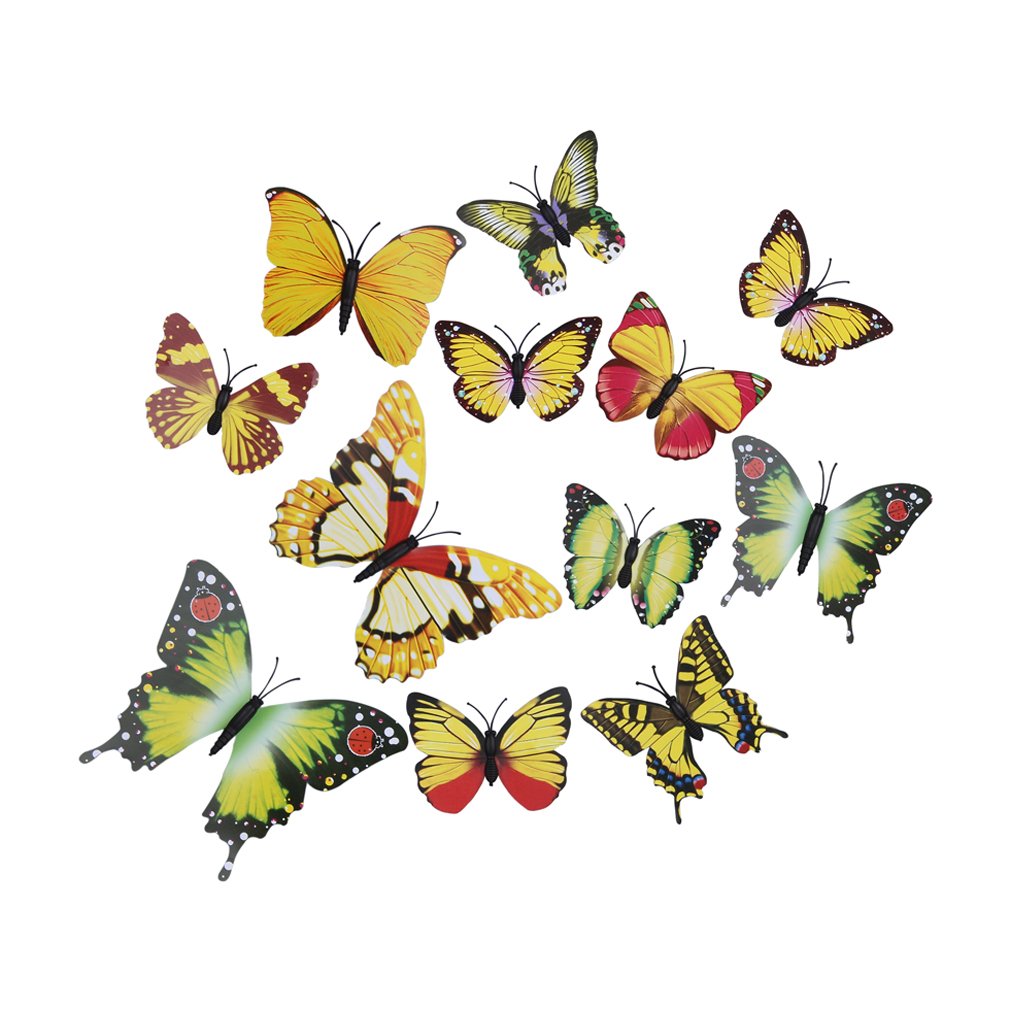 La Vogue Butterfly Stickers Pared Diseno 3d 12 Parts Set 5