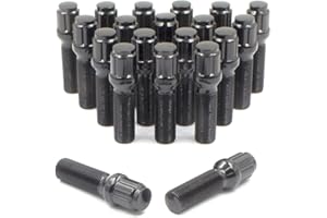 Wheel Accessories Parts Set of 20 Black 12x1.5 Lug Bolts Locking Spline Conical Seat with 40 mm Shank Length Small Diameter Lug Bolt with Dual Hex Key for Aftermarket Wheels (40mm, Black, M12x1.50)