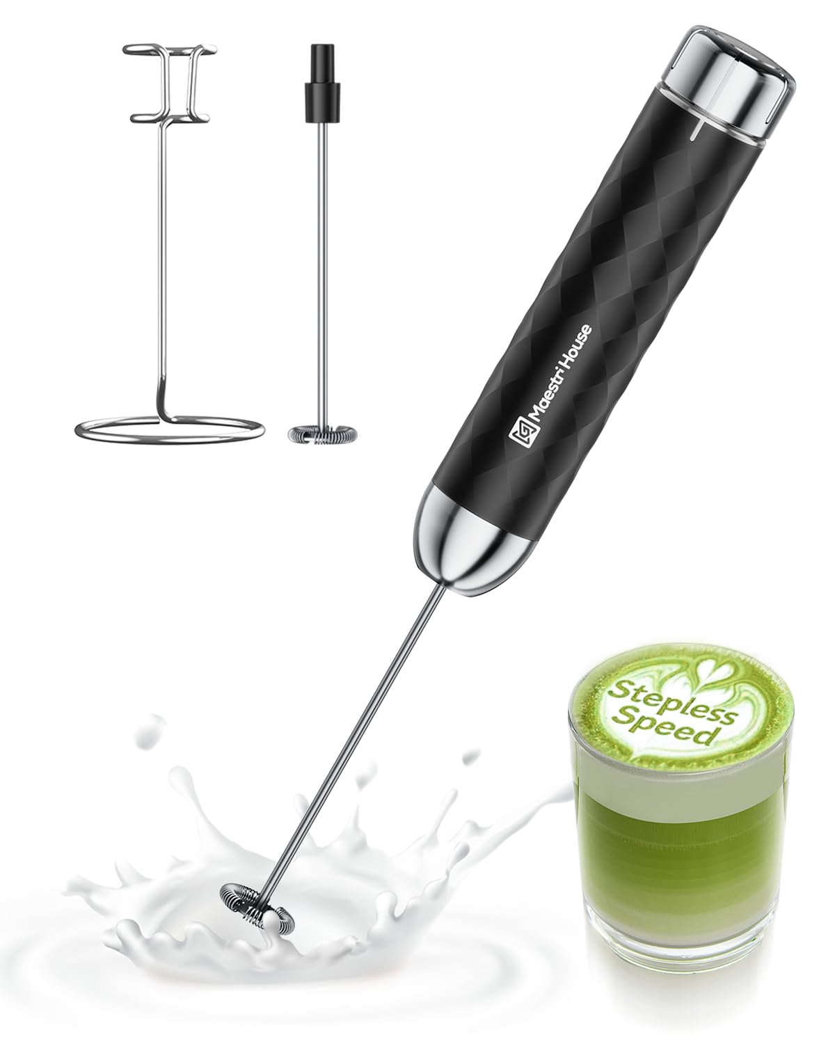Photo 1 of Maestri House Rechargeable Milk Frother with Stepless Speed Control, LunaFro 2.0 Handheld Electric Foam Maker Waterproof Drink Mixer Foamer for Lattes, Cappuccino