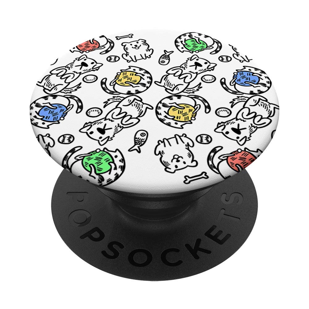 Cats and Dogs Cute Feline Kitten Puppy Animal Lover Gift PopSockets Grip and Stand for Phones and Tablets