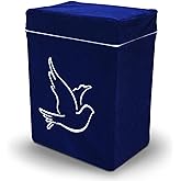 Velvet Urn Bag with TSA Approved Cremation Container | Holds Cremated Ashes of Human Adult | For Use in a Niche or Ground Burial | Fits the Crowne Burial Urn Vault (Navy with Dove)