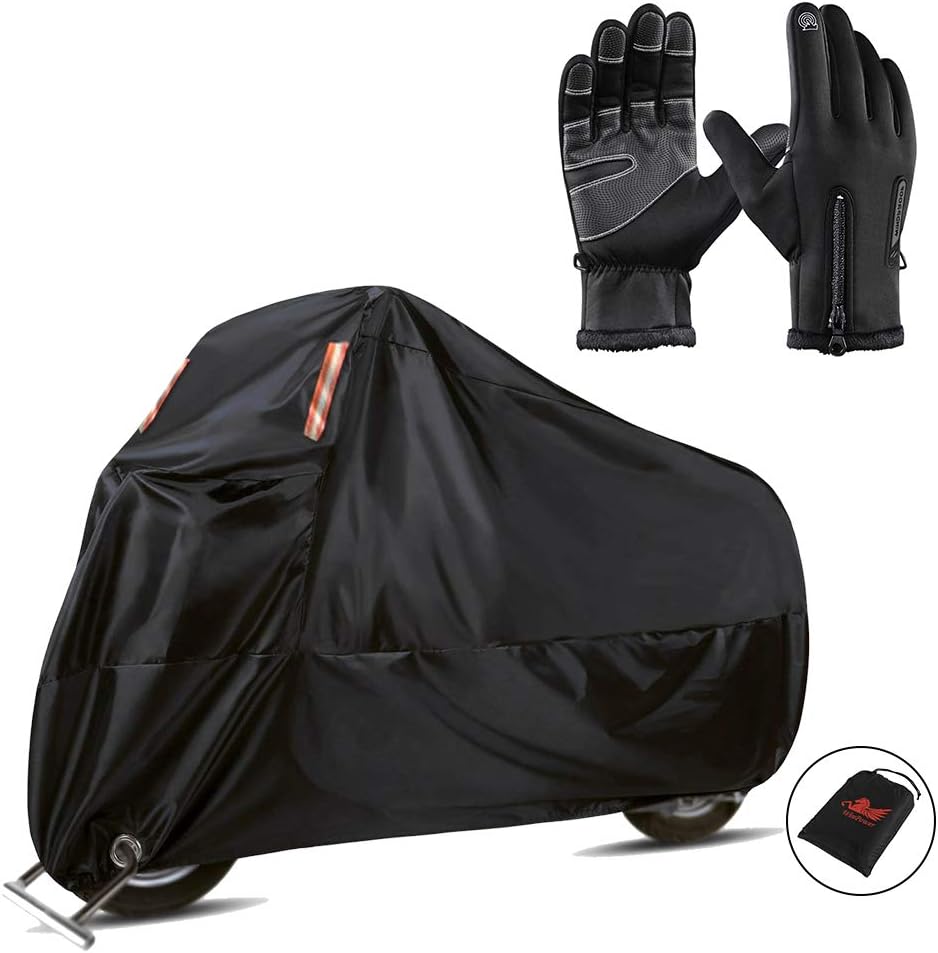 WinPower 94.5 inches Waterproof Motorcycle Cover Bundle M Size Winter Motorcycle Gloves