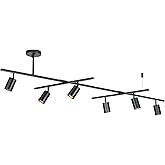 Globe Electric 59829 64" 6-Light Track Lighting, Matte Black Finish, Center Swivel Bar, Adjustable Heads, GU10 Base, Dimmable, Modern Industrial Lighting