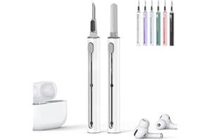INESORE Cleaner Kit for AirPods Pro 1 2 3 Earbuds,Multi-Function Cleaning Kit Pen Shape with Soft Brush Flocking Sponge Tool for Bluetooth Earphones Headphones Charging Case,Phone,Camera and Computer(White)