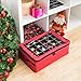 Ornament Storage Box - Zippered Lid Organizer with 48 Individual Compartments and Dividers for Christmas Bulbs and Decorations by Tiny Tim Totes (Red)