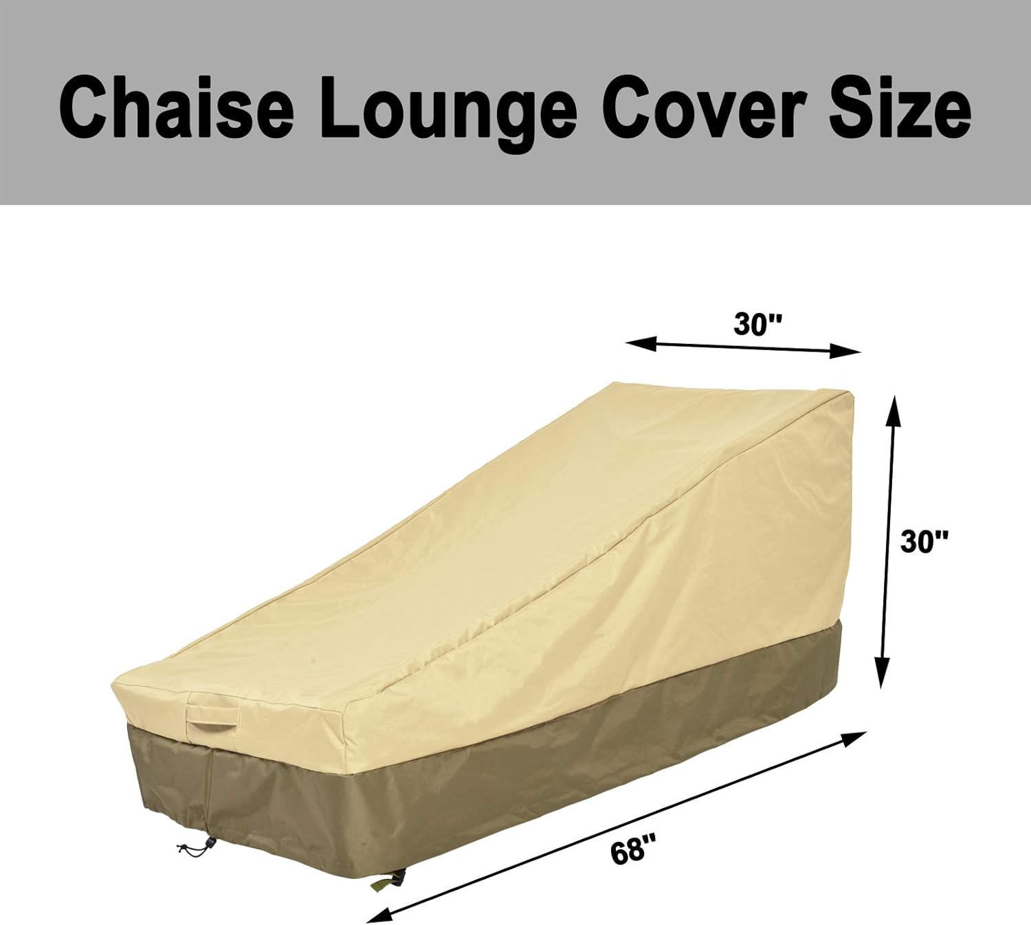 Waterproof Patio Chaise Lounge Cover 2 Pack, Heavy Duty 600D Oxford Lounge Chair Covers with Air Vent, Outdoor Fade Resistant Durable Furniture Cover for Sand,Veranda（Small,Beige 68''Lx30''Dx30''H）: Kitchen & Dining