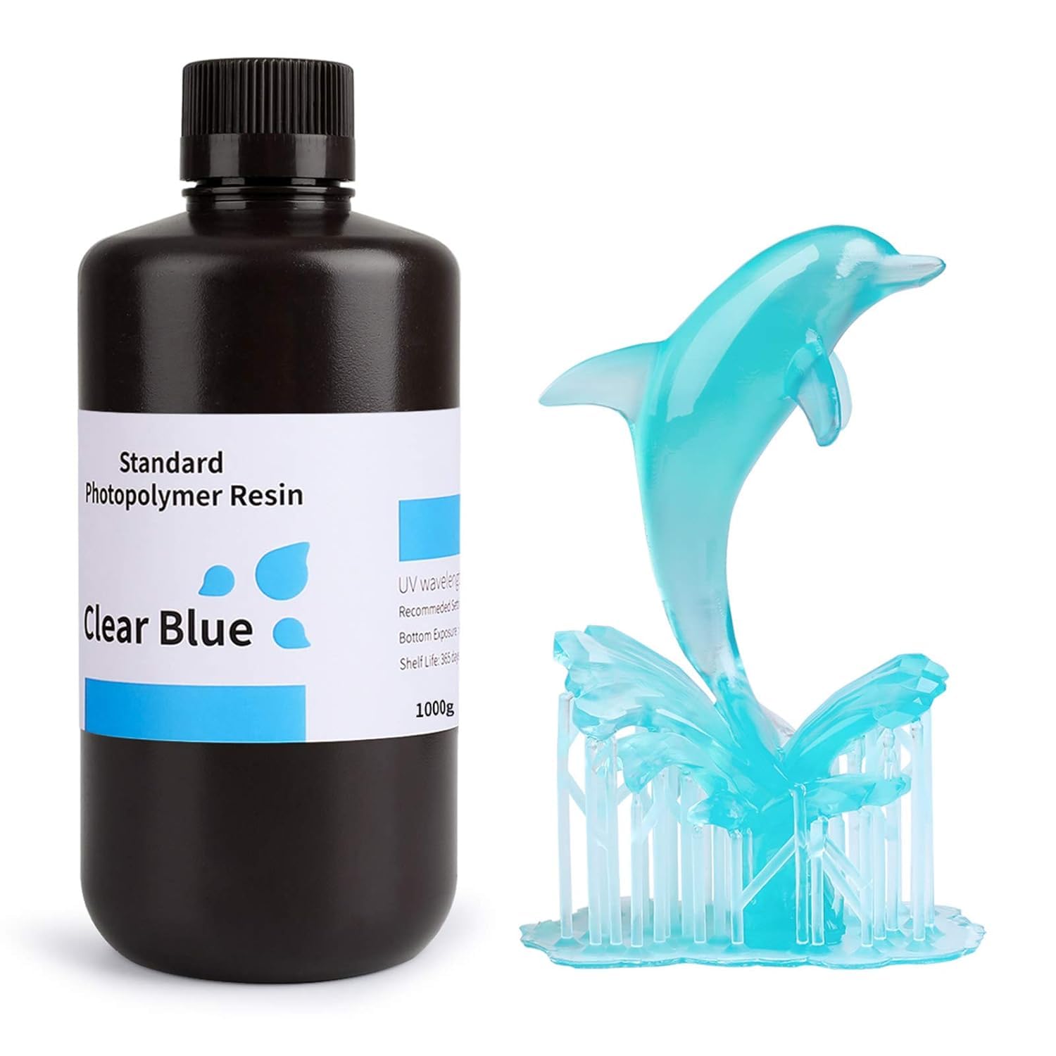 ELEGOO Standard LCD UV 405nm 3D Resin for LCD 3D Printer Photopolymer 3D Printer Resin - Clear Blue 1000g