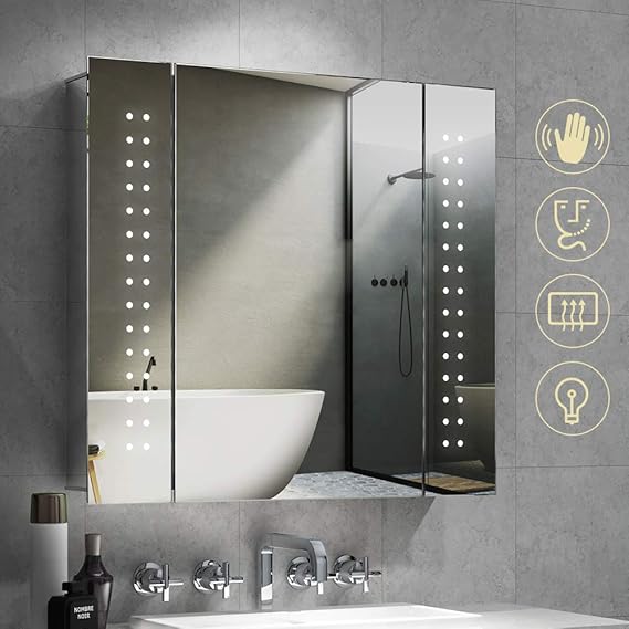 Amazon.de: Quavikey LED Spiegelschrank Aluminium Badezimmer
