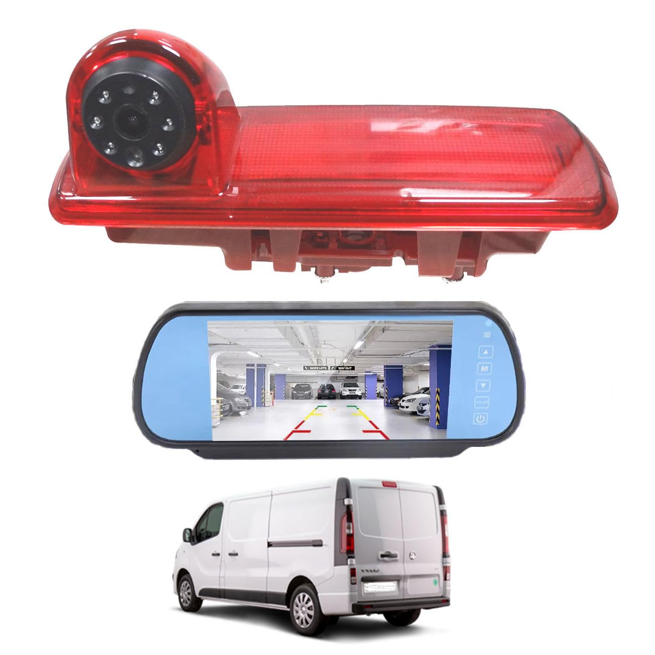 Dolphin Automotive Rear Brake Light Reversing Camera For Vauxhall Vivaro Van 2014 – 2019 - With 7" Mirror Monitor