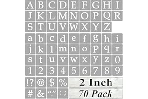REOLAN 2 Inch Alphabet Letter Stencils for Painting - 70 Pack Letter and Number Stencil Templates with Signs for Painting on Wood, Reusable Letters and Numbers Stencils for Chalkboard Wood Signs & Wall Art