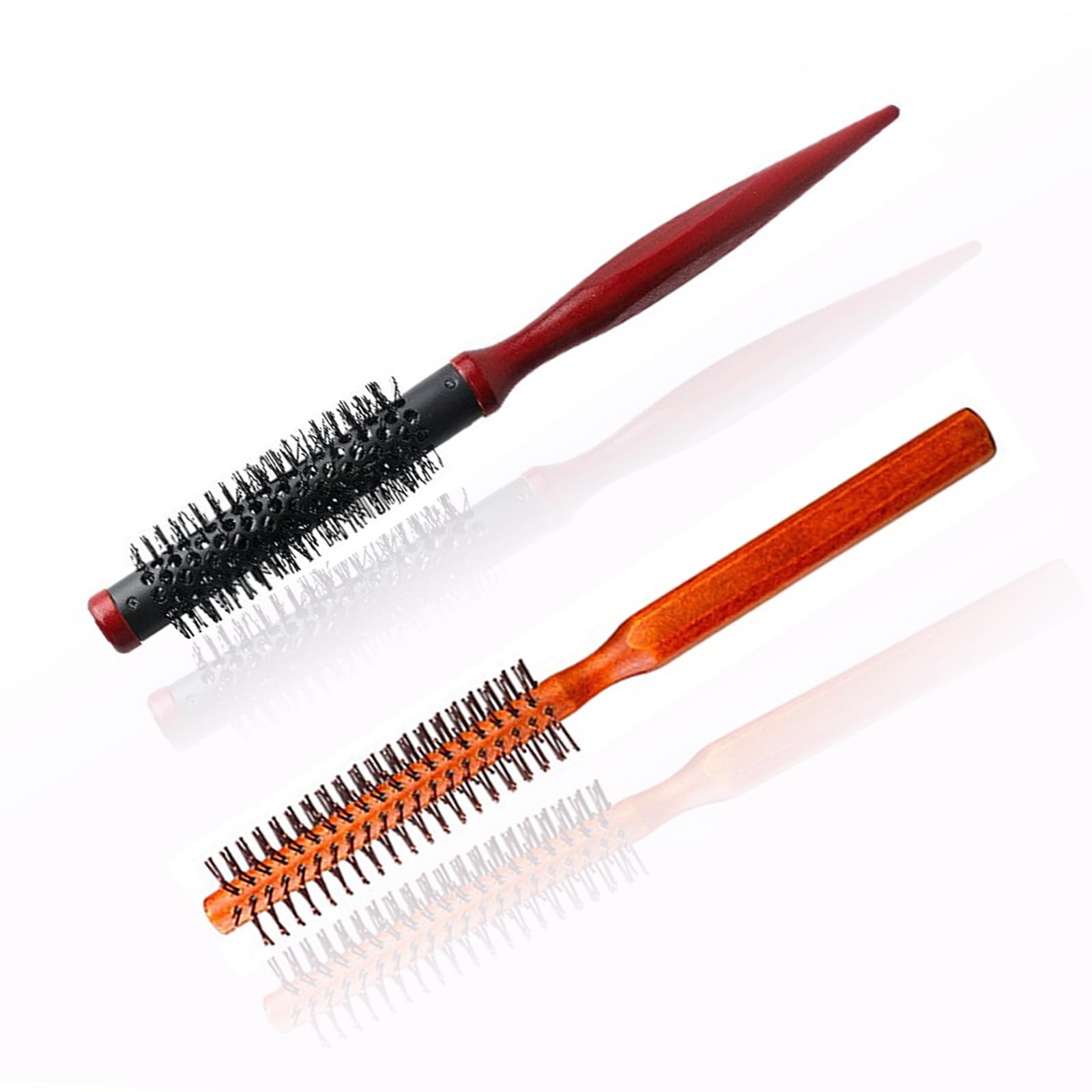 2 Pcs Small Round Hair Brush, Small Round Brush for Blow Drying, for Wet Hair, Bangs, Beard Men's Short & Long Hair