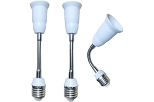 DZYDZR 3pcs 19cm Long Flexible Goose Neck Bulb Extender E27 to E27 LED Socket Extender E26 to E26 White ( 7.5IN )