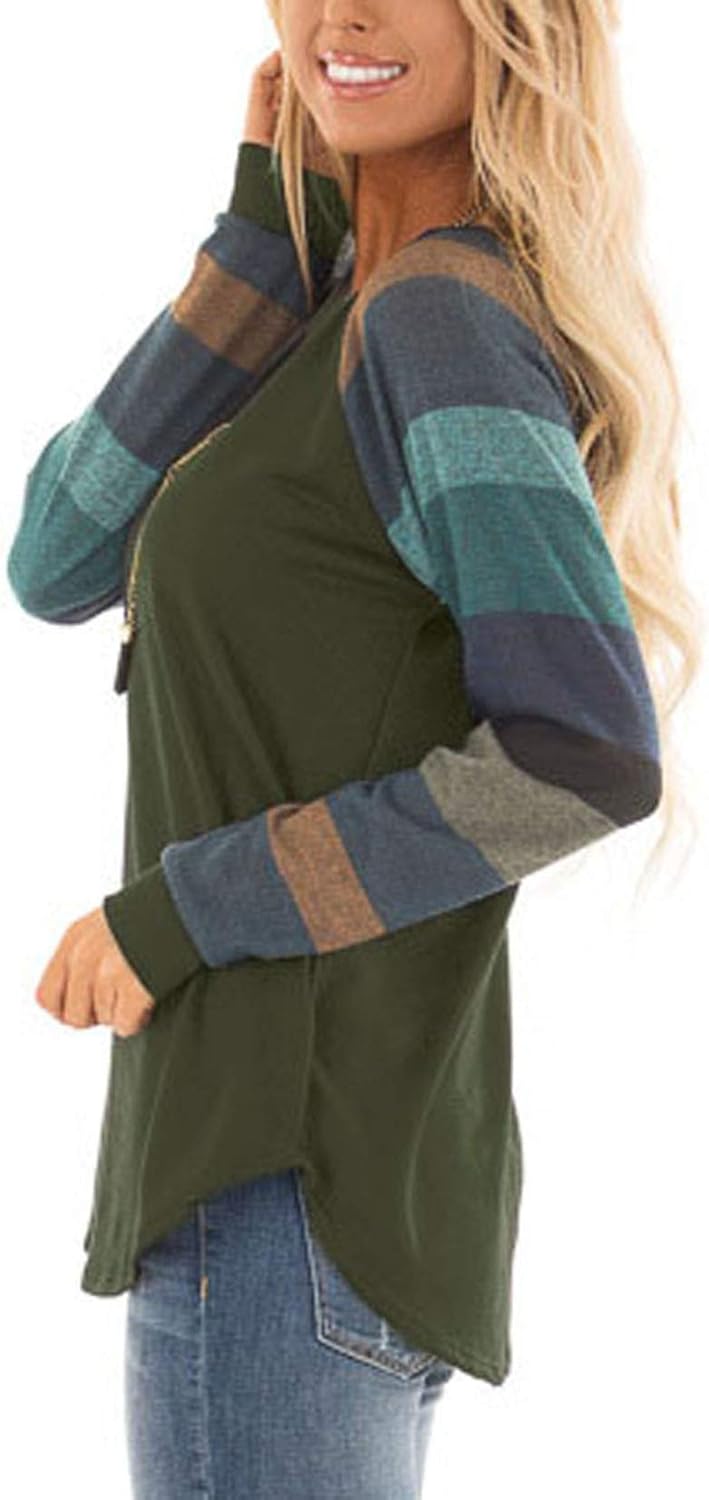 Halife Women's Lightweight Color Block Long Sleeve Loose Fit Pullover Sweatshirts Tunics Tops Shirts at  Women’s Clothing store