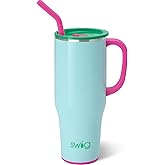 Swig Life 40oz Mega Mug, 40 oz Tumbler with Handle and Straw, Cup Holder Friendly, Dishwasher Safe, Extra Large Insulated Tumbler, Stainless Steel (Prep Rally)