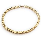 BOOT JEWELRY SHOP 11 Inch Plated Gold Stainless Steel Anklet 9x6mm Cuban Style Ankle Bracelet Chain Flat Comfortable Links Gift Boxed Size Large