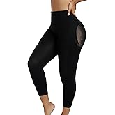 Suprenx Seamless Shapewear Leggings Mid-Waisted Butt Lifting Capri Thigh Slimmer Body Shaper for Women Tummy Control