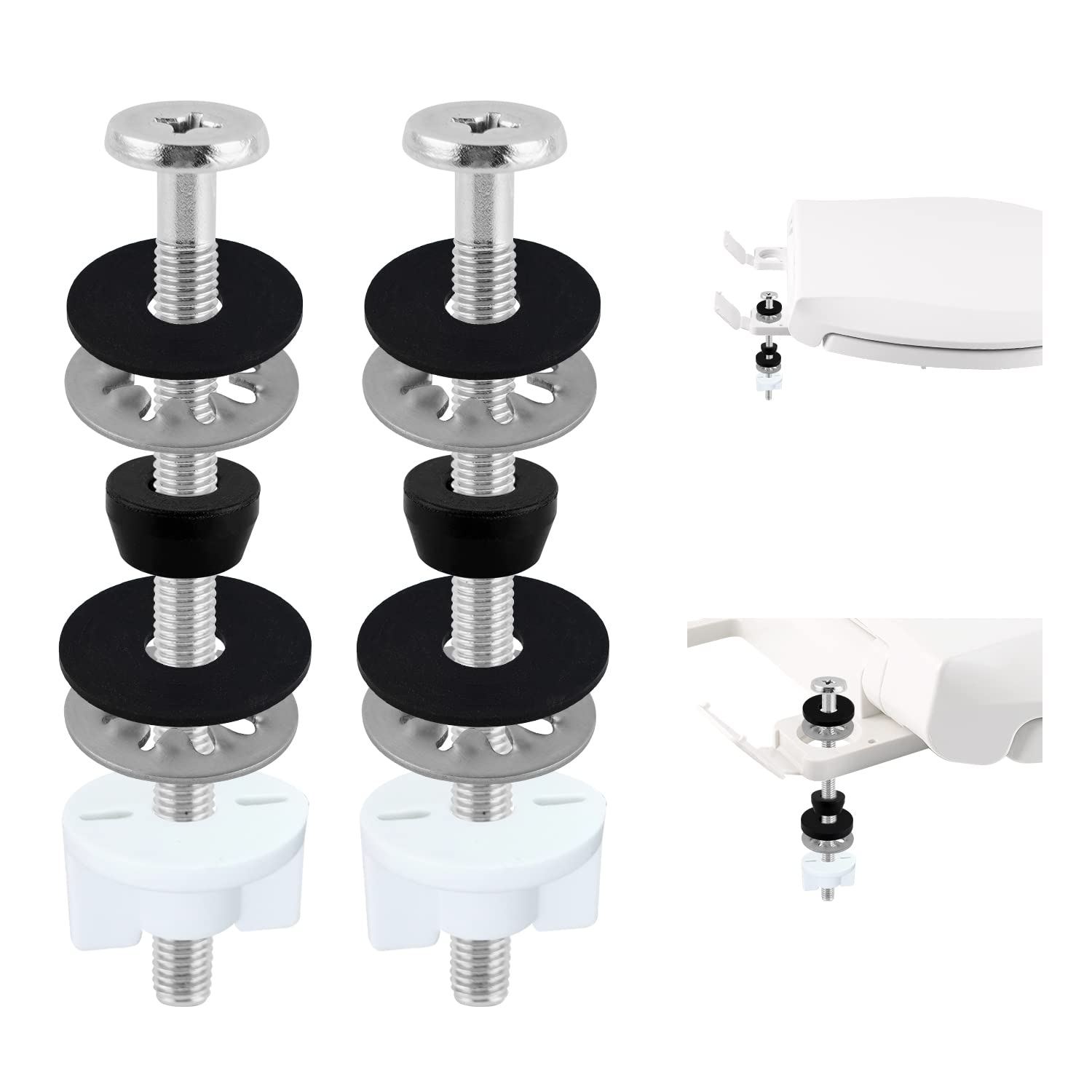 Photo 1 of 2PCS Universal Toilet Seat Bolts Kit Compatible with Kohler/American Standard/TOTO/Glacier Bay, 3 Inches Stainless Steel Toilet Seat Screws Replacement, Easy to Install
