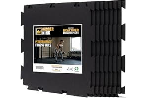Rubber King 8 Piece Interlocking Tiles 19" x 19" x 8mm - 100% Recycled Rubber Gym Floor Tiles, Exercise Mat for Home Gym, Ant