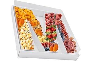KAFUCIZE 12.5inch Fillable Paper Mache Number Letter Cardboard Cutouts Charcuterie Board Initial Food Sweet Cupcake Tray Party Decorative Box (Letter M, White)