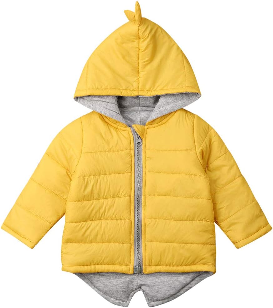 OVKMANG Toddler Baby Girl Boy Spring Clothes Dinosaur Hoodie Down Jacket Kids Warm Thin Zipper Coat Outfits
