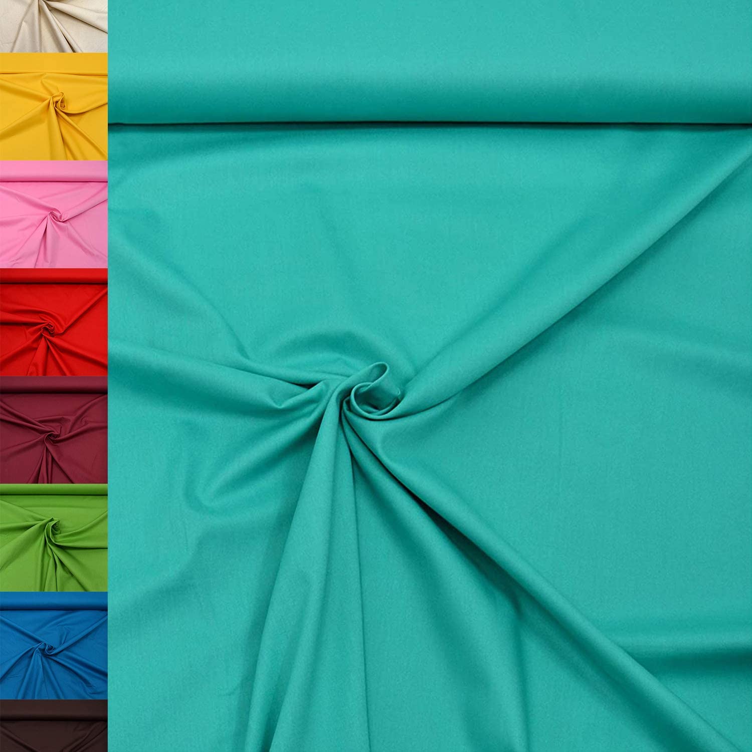 MAGAM-Stoffe Alina Cotton Fabric 100% Cotton Oeko-Tex Sold by the Metre Coupon (250 cm, 12 Turquoise)