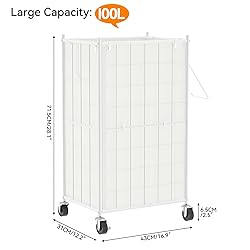 WOWLIVE Laundry Hamper with Wheels,Metal Wire Frame