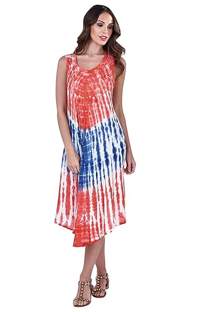 Pistachio Womens Tie Dye Cotton Sumer Midi Beach Dress At