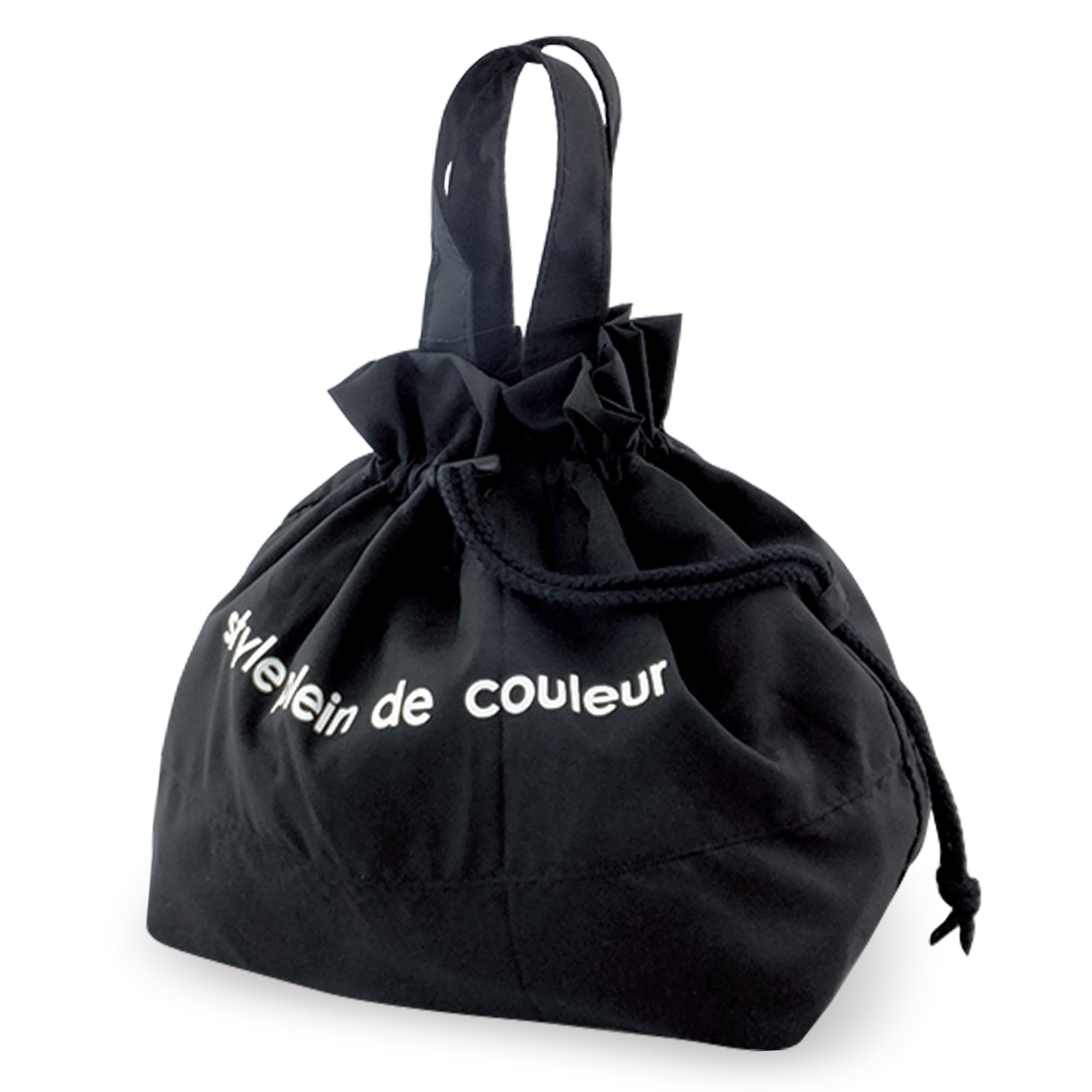 [style plein de couleur] 保冷 お弁当 巾着 「ランチ巾着袋」 お弁当バッグ 弁当箱 袋 ランチバック 小さめ ランチバッグ (ブラック, L) の商品画像