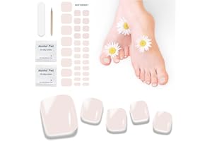 DUKASOU Semi Cured Gel Pedicure Strips | 32pcs (K Pink) Gel Toenail Stickers Full Nail Wraps for Women Girls, Salon Quality Toe Nail Strips, Works with Any UV Lamps