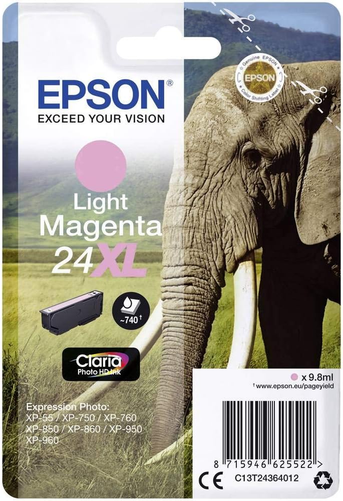 Epson 24XL Light Magenta High Yield Genuine Claria Photo HD Ink Cartridge