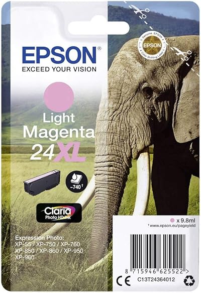 Epson 24XL Light Magenta High Yield Genuine Claria Photo HD Ink Cartridge
