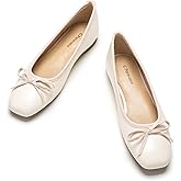 C.Paravano Women's Ballet Flats, Comfortable Slip On Round Toe Flat Shoes, Casual Walking White Shoes for Women, Slip-On Bow Dressy Flats for Wedding Work Office (Size 9.5,White)