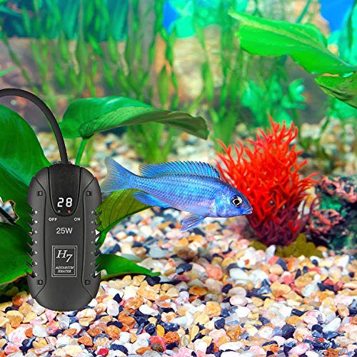 image for Dewei Submersible Aquarium Heater 25W, Small Fish Tank Heaters with LE