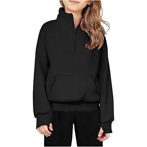 Girls Half Zip up Sweatshirt Trendy Cropped Long Sleeve Shirt Pullover Teen Kids Cute Crop Zipper Sweater Fashion