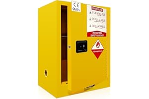 POWKOL Flammable Cabine Liquid Storage Cabinet,30 Gallon Fireproof Steel Galvanized Steel Cabinet, 18.11 x 23.23 x 35 Inch Flammable Storage Cabinet, Yellow (30 Gallon 302)