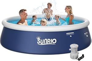 Sunrio 2025 Upgrade 10'*30" Round Inflatable Top Ring Above Ground Swimming Pool Fast Easy to Set Up with 530GPH Filter Pump for Summer Outdoor Garden Backyard Childen Adults